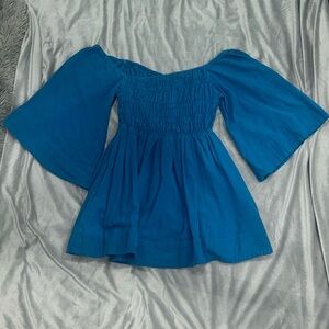 Free People Elegant Blue Off-Shoulder Women's dress